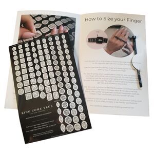 Ring Sizer Adjustable Wedding Band w Diamond Stickers For Testing Stone Size NEW